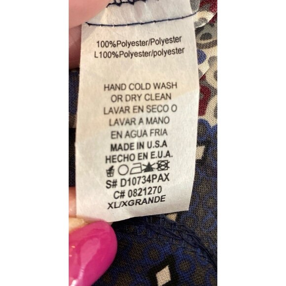 Mystic Dress Plus Size XL Navy Cream Pattern Sleeveless Rounded Neckline Pockets - Picture 10 of 12